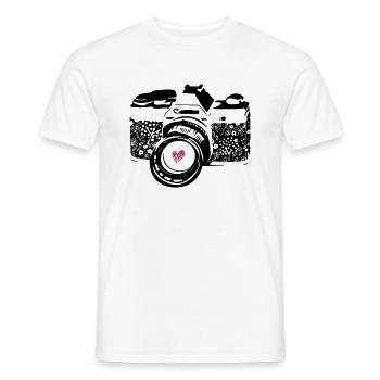 Black camera with flowers - Men's T-Shirt - white - Front - AI Model Male 178 dark (178cm)