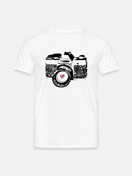 Black camera with flowers - Men's T-Shirt - white