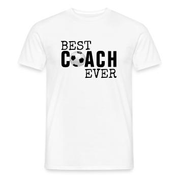 BEST COACH EVER - FOOTBALL - SOCCER - FOOTBALLER - Men's T-Shirt - white - Front - AI Model Male 178 dark (178cm)