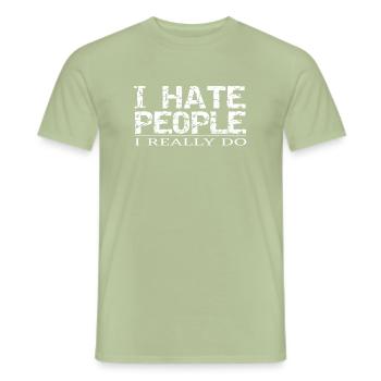 Je déteste les gens - T-shirt homme - vert sauge - Devant - AI Model Male 178 light (178cm)