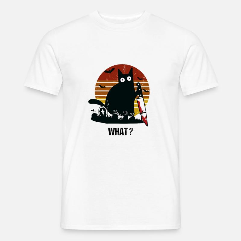 Scarry Cat3 - Männer T-Shirt - Weiß