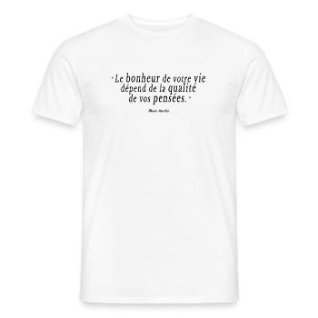 citation Marc Aurèle bonheur vie philo sagesse - T-shirt homme - blanc - Devant - AI Model Male 178 dark (178cm)