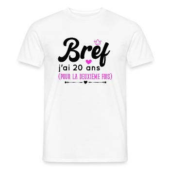 Bref J'ai 20 ans Pour La Deuxième Fois - T-shirt homme - blanc - Devant - AI Model Male 178 dark (178cm)