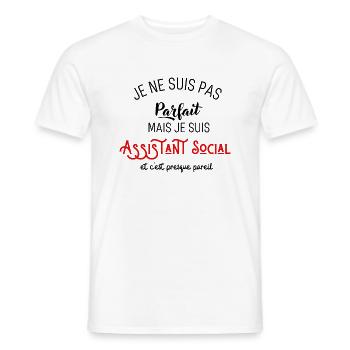 Pas parfait mais assistant social - T-shirt homme - blanc - Devant - AI Model Male 178 dark (178cm)