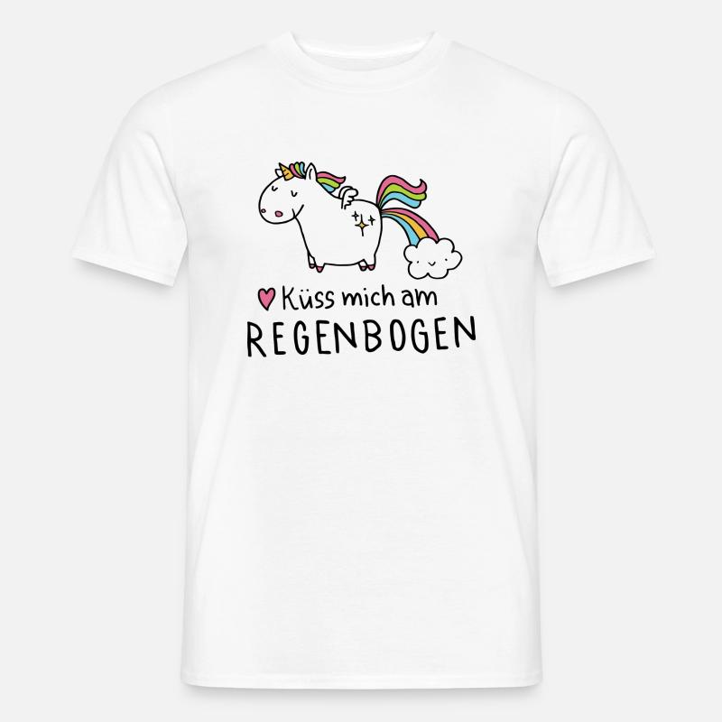 Kü mich am Regenbogen - Männer T-Shirt - Weiß