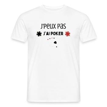 J'peux pas j'ai poker - T-shirt homme - blanc - Devant - AI Model Male 178 dark (178cm)