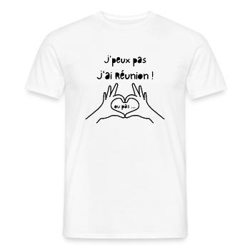 J peux pas, j'ai Réunion ! ou non - T-shirt homme - blanc - Devant - AI Model Male 178 dark (178cm)