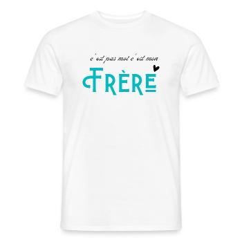 c'est pas moi c'est mon frère- shirt assortis sœur - T-shirt homme - blanc - Devant - AI Model Male 178 dark (178cm)