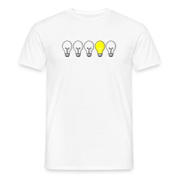 5 light bulbs - light on - Men's T-Shirt - white - Front - AI Model Male 178 dark (178cm)