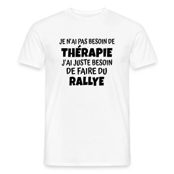 thérapie rallye / humour rallye - T-shirt homme - blanc - Devant - AI Model Male 178 dark (178cm)