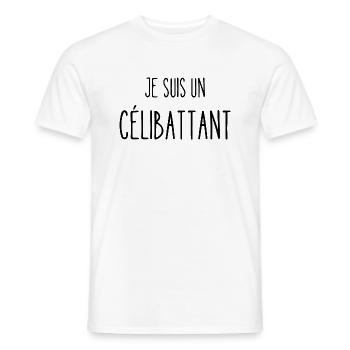 je suis un célibattant - T-shirt homme - blanc - Devant - AI Model Male 178 dark (178cm)
