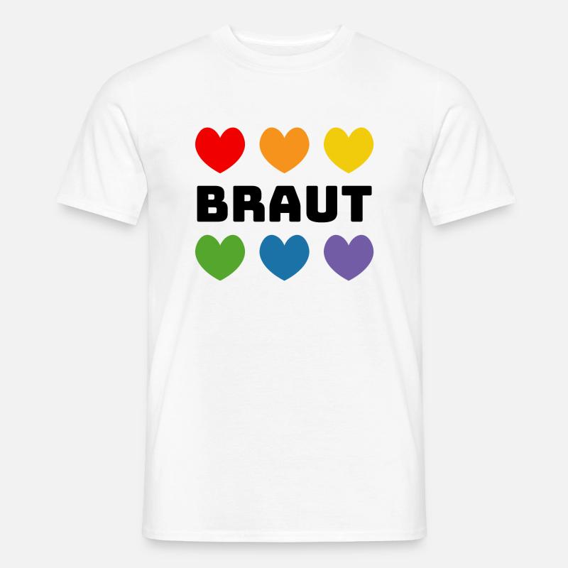 Regenbogenherzchen Braut schwarz - Männer T-Shirt - Weiß