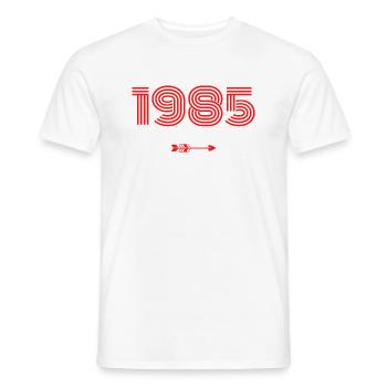Born in 1985 - Men's T-Shirt - white - Front - AI Model Male 178 dark (178cm)