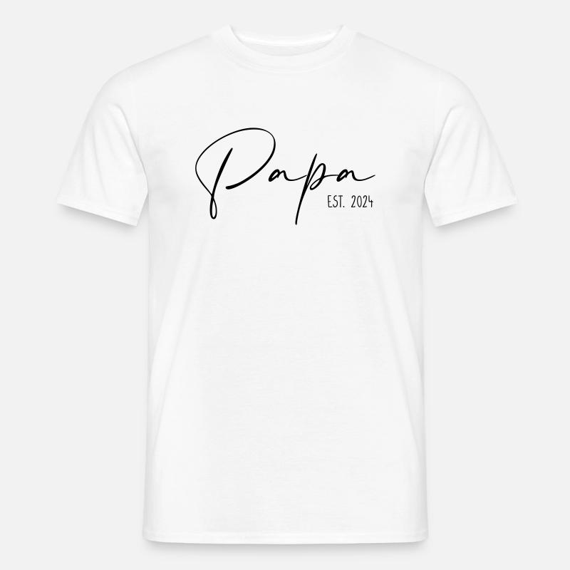 Papa Established 2024 - Männer T-Shirt - Weiß