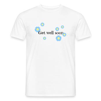 get well soon blue flowers - Men's T-Shirt - white - Front - AI Model Male 178 dark (178cm)