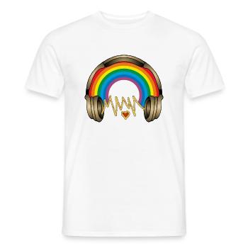 Earphone - Men's T-Shirt - white - Front - AI Model Male 178 dark (178cm)