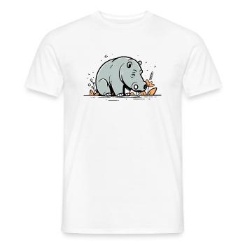 Hippopotame Bande Dessinée Mignonne - T-shirt homme - blanc - Devant - AI Model Male 178 dark (178cm)