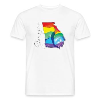 Géorgie (États-Unis) | Drapeau réel | Texte LGBTQIA+ - T-shirt homme - blanc - Devant - AI Model Male 178 dark (178cm)