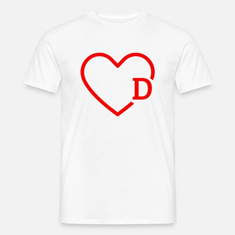 Buchstabe D Rotes Herz - Männer T-Shirt - Weiß