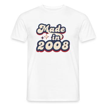 Hergestellt im Jahr 2008 Retro - Männer T-Shirt - Weiß - Vorne - AI Model Male 178 dark (178cm)