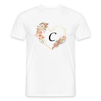 Lettre c cœur doré floral - T-shirt homme - blanc - Devant - AI Model Male 178 dark (178cm)