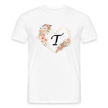 Letter t floral golden heart - Men's T-Shirt - white - Front - AI Model Male 178 dark (178cm)