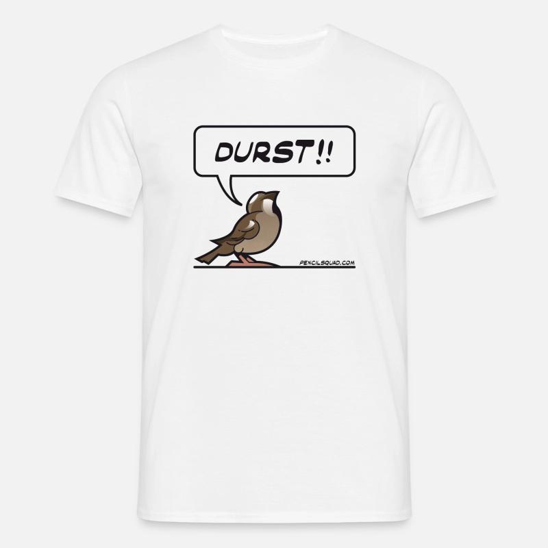Durstiger Spatz - Männer T-Shirt - Weiß