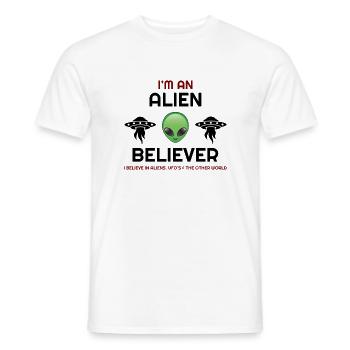 It’s All about the Aliens, Aliens, Aliens hoodies, - Men's T-Shirt - white - Front - AI Model Male 178 dark (178cm)