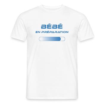 BEBE en preparation bleu - T-shirt homme - blanc - Devant - AI Model Male 178 dark (178cm)
