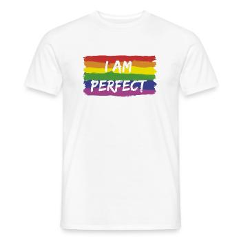 Iam Perfect Ich bin Perfekt - LGBTQ - Männer T-Shirt - Weiß - Vorne - AI Model Male 178 dark (178cm)