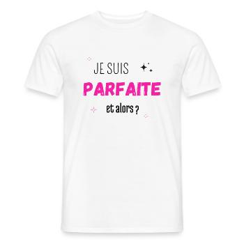 Je suis parfaite et alors - T-shirt homme - blanc - Devant - AI Model Male 178 dark (178cm)