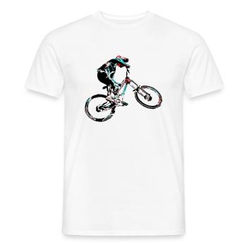 Downhill mountain biking - Men's T-Shirt - white - Front - AI Model Male 178 dark (178cm)