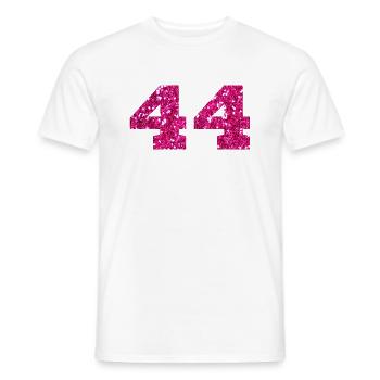 Number 44 Pink Glitter - 44th Anniversary - Men's T-Shirt - white - Front - AI Model Male 178 dark (178cm)