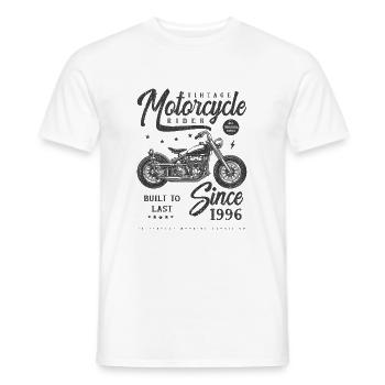 Vintage Motorcycle Biker Birthday Born In 1996 - Men's T-Shirt - white - Front - AI Model Male 178 dark (178cm)