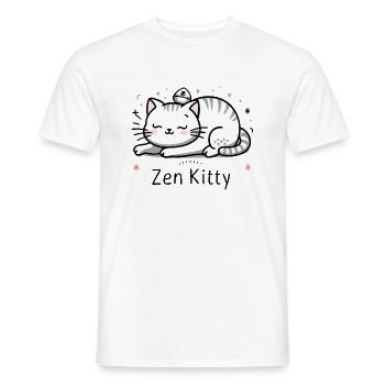 Zen kitty - Men's T-Shirt - white - Front - AI Model Male 178 dark (178cm)