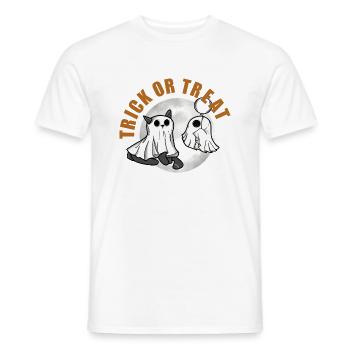 Halloween Geisterkatze im Kostüm lustig - Männer T-Shirt - Weiß - Vorne - AI Model Male 178 dark (178cm)