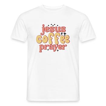 Jesus, Coffee, Prayer - Men's T-Shirt - white - Front - AI Model Male 178 dark (178cm)