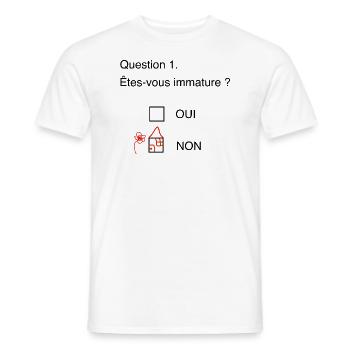 Êtes vous immature ? humour - T-shirt homme - blanc - Devant - AI Model Male 178 dark (178cm)