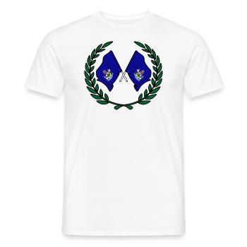 Drapeaux du Maine des États-Unis en couronne de laurier - T-shirt homme - blanc - Devant - AI Model Male 178 dark (178cm)