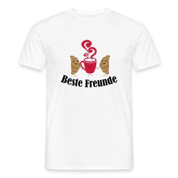 croissant_and_coffee_friends_001 - Männer T-Shirt - Weiß - Vorne - AI Model Male 178 dark (178cm)
