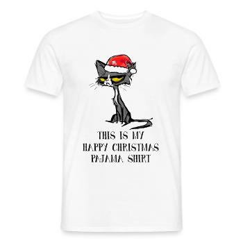 Das ist mein fröhlicher Weihnachtspyjama Katze - Männer T-Shirt - Weiß - Vorne - AI Model Male 178 dark (178cm)