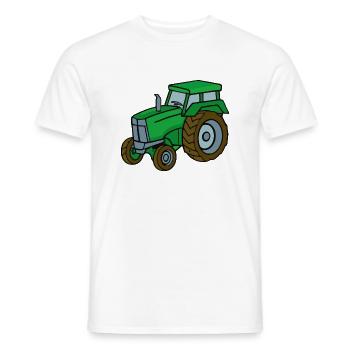 Green Tractor Illustration Kids Gift Idea - Men's T-Shirt - white - Front - AI Model Male 178 dark (178cm)