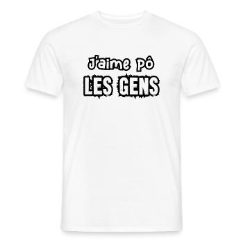 j'aime pô les gens - T-shirt homme - blanc - Devant - AI Model Male 178 dark (178cm)
