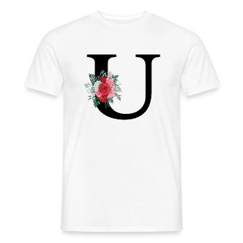 Lettre u floral rouge - T-shirt homme - blanc - Devant - AI Model Male 178 dark (178cm)