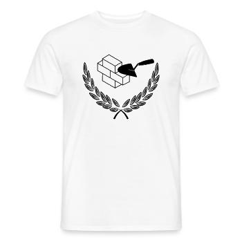 Trofel, pierres de construction en couronne de laurier Logo Mason - T-shirt homme - blanc - Devant - AI Model Male 178 dark (178cm)