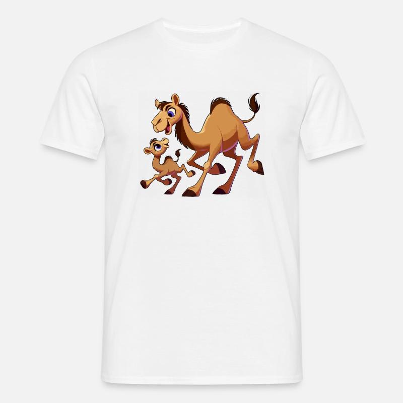 Kamelmutter mit herumtollendem Kind - Männer T-Shirt - Weiß