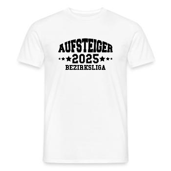 Aufsteiger 2025 Bezirksliga Aufstieg Fußball - Männer T-Shirt - Weiß - Vorne - AI Model Male 178 dark (178cm)