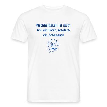 Nachhaltigkeit ist nicht nur ein Wort sondern - Männer T-Shirt - Weiß - Vorne - AI Model Male 178 dark (178cm)