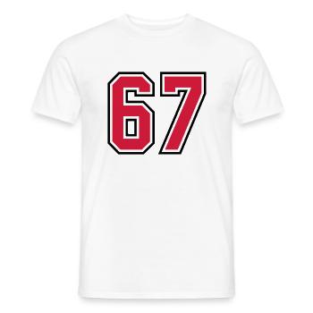 67 sports jersey football number - Mænd T-shirt - hvid - Foran - AI Model Male 178 dark (178cm)