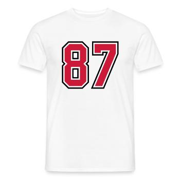 87 sports jersey football number - Mænd T-shirt - hvid - Foran - AI Model Male 178 dark (178cm)